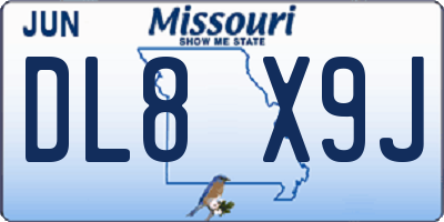 MO license plate DL8X9J