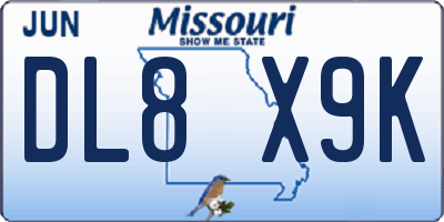 MO license plate DL8X9K