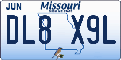 MO license plate DL8X9L
