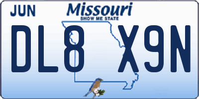 MO license plate DL8X9N