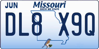 MO license plate DL8X9Q