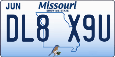 MO license plate DL8X9U