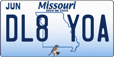 MO license plate DL8Y0A