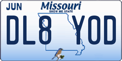 MO license plate DL8Y0D