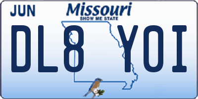 MO license plate DL8Y0I