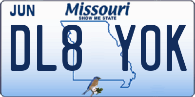 MO license plate DL8Y0K