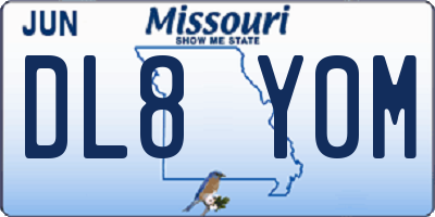 MO license plate DL8Y0M