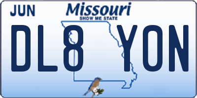 MO license plate DL8Y0N