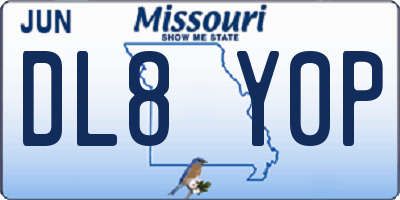 MO license plate DL8Y0P