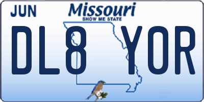MO license plate DL8Y0R
