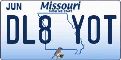 MO license plate DL8Y0T