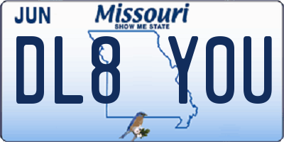 MO license plate DL8Y0U