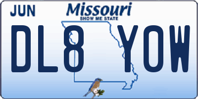 MO license plate DL8Y0W