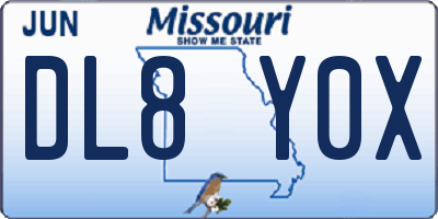 MO license plate DL8Y0X
