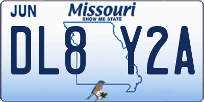 MO license plate DL8Y2A