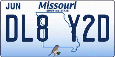 MO license plate DL8Y2D