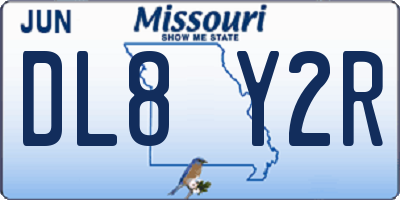 MO license plate DL8Y2R