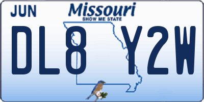 MO license plate DL8Y2W
