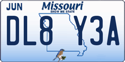 MO license plate DL8Y3A