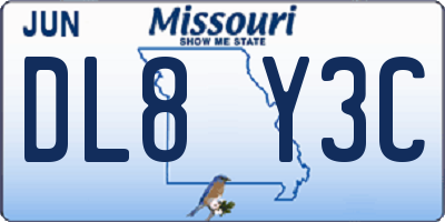 MO license plate DL8Y3C