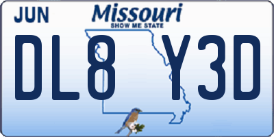 MO license plate DL8Y3D