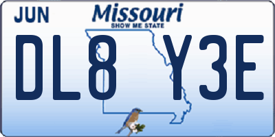 MO license plate DL8Y3E