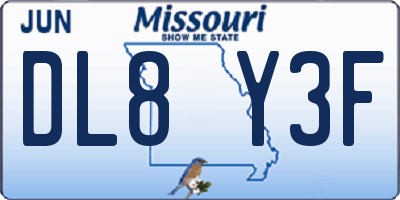 MO license plate DL8Y3F