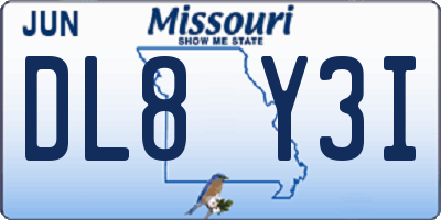 MO license plate DL8Y3I
