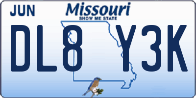 MO license plate DL8Y3K