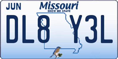 MO license plate DL8Y3L