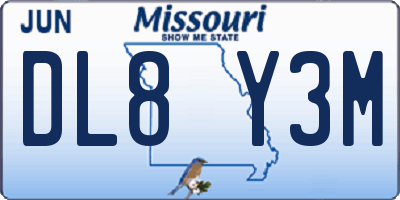 MO license plate DL8Y3M
