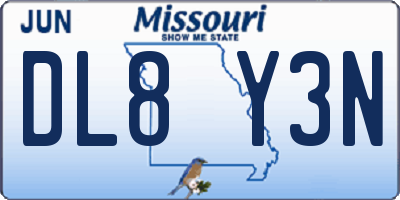 MO license plate DL8Y3N