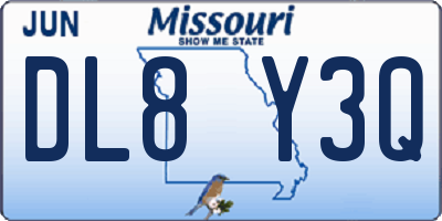 MO license plate DL8Y3Q
