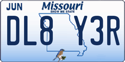 MO license plate DL8Y3R