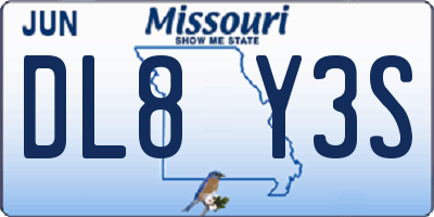 MO license plate DL8Y3S