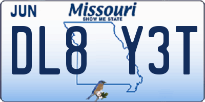 MO license plate DL8Y3T
