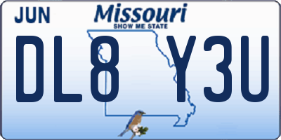 MO license plate DL8Y3U