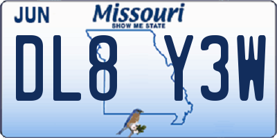MO license plate DL8Y3W