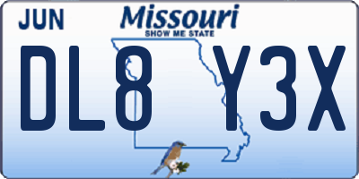 MO license plate DL8Y3X