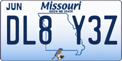 MO license plate DL8Y3Z
