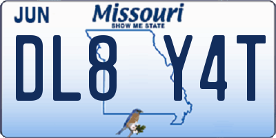 MO license plate DL8Y4T