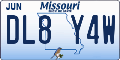 MO license plate DL8Y4W