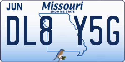 MO license plate DL8Y5G