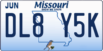 MO license plate DL8Y5K