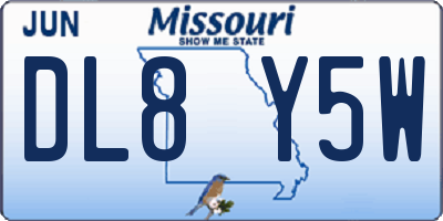 MO license plate DL8Y5W