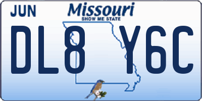 MO license plate DL8Y6C