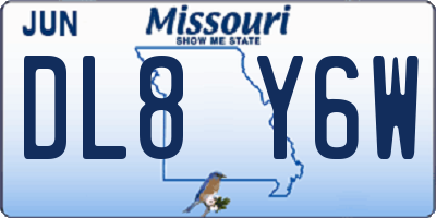 MO license plate DL8Y6W