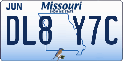 MO license plate DL8Y7C