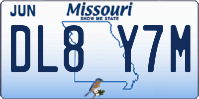 MO license plate DL8Y7M