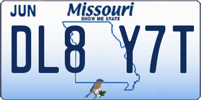 MO license plate DL8Y7T